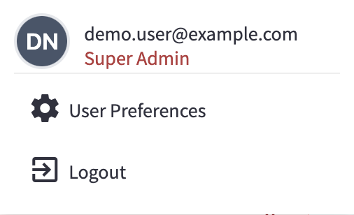 Account menu with User Preferences