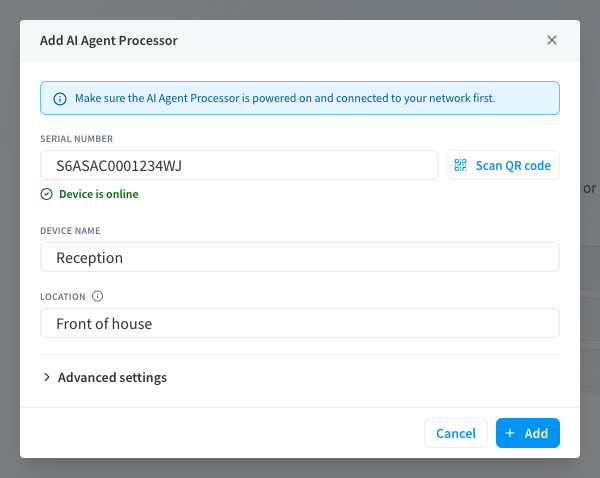 Add dialog filled in