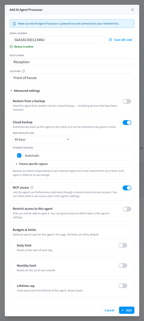 Advanced options