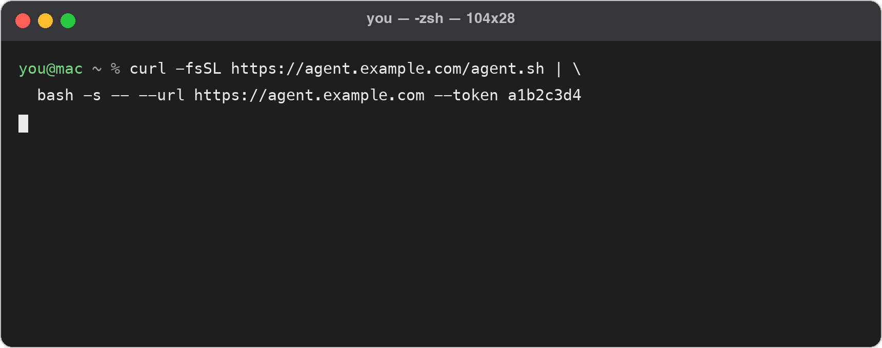 Terminal macOS dengan arahan migrasi dipalingkan