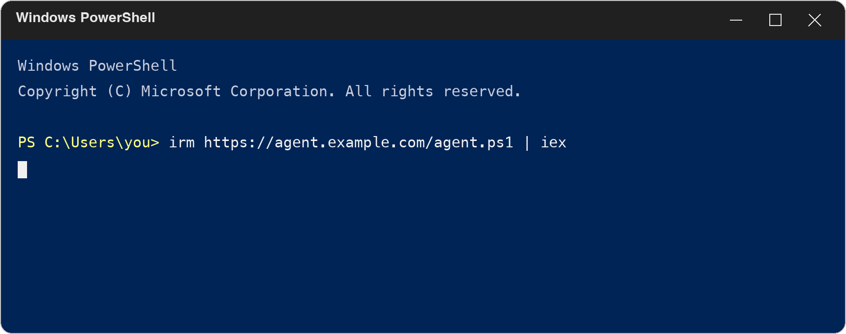Windows PowerShell dengan arahan migrasi dipalingkan
