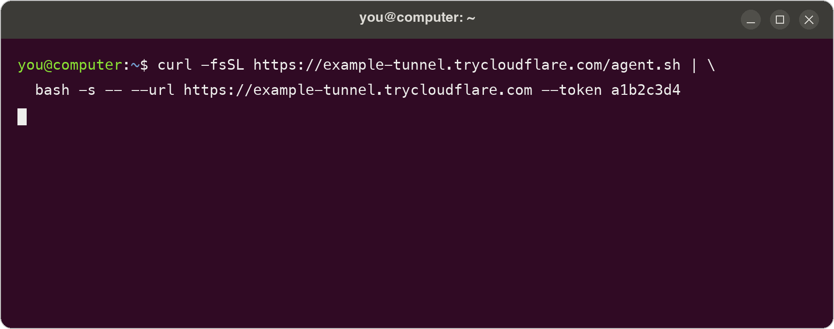 Ubuntu terminal with the migration command pasted