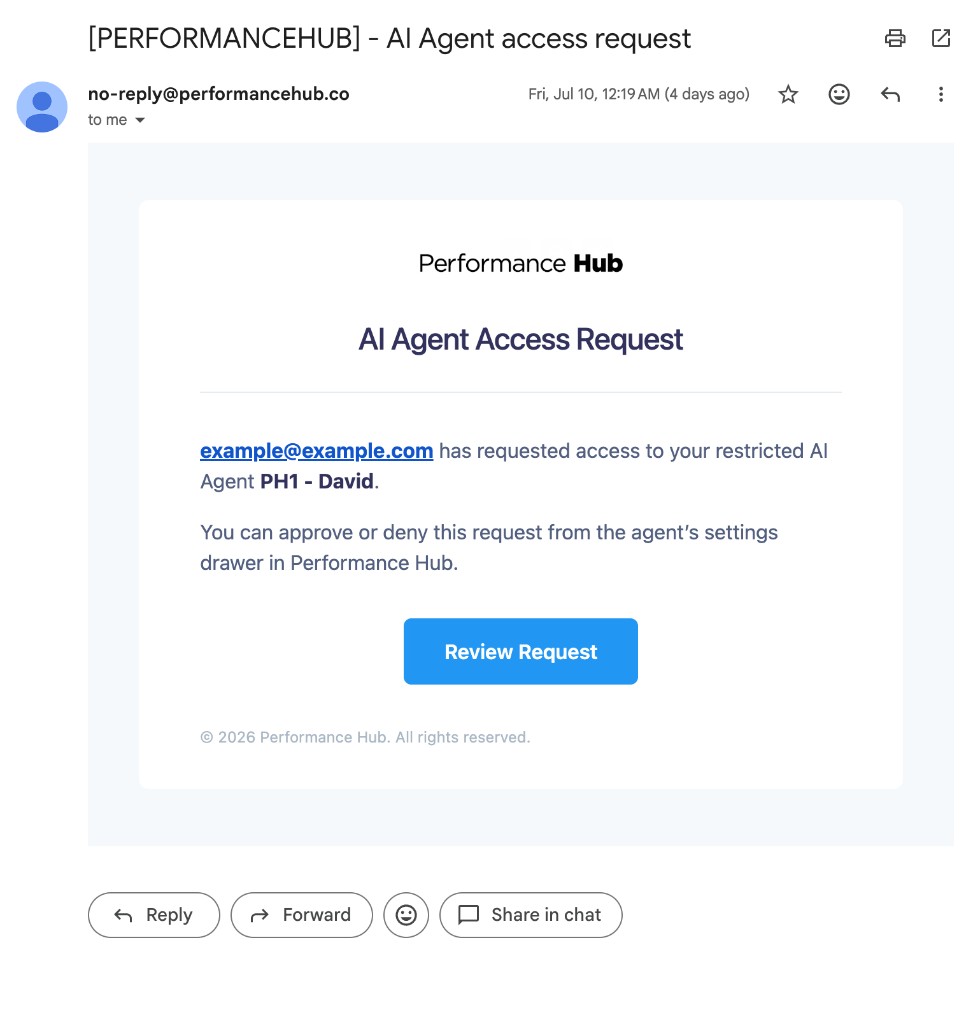 AI Agent access request email