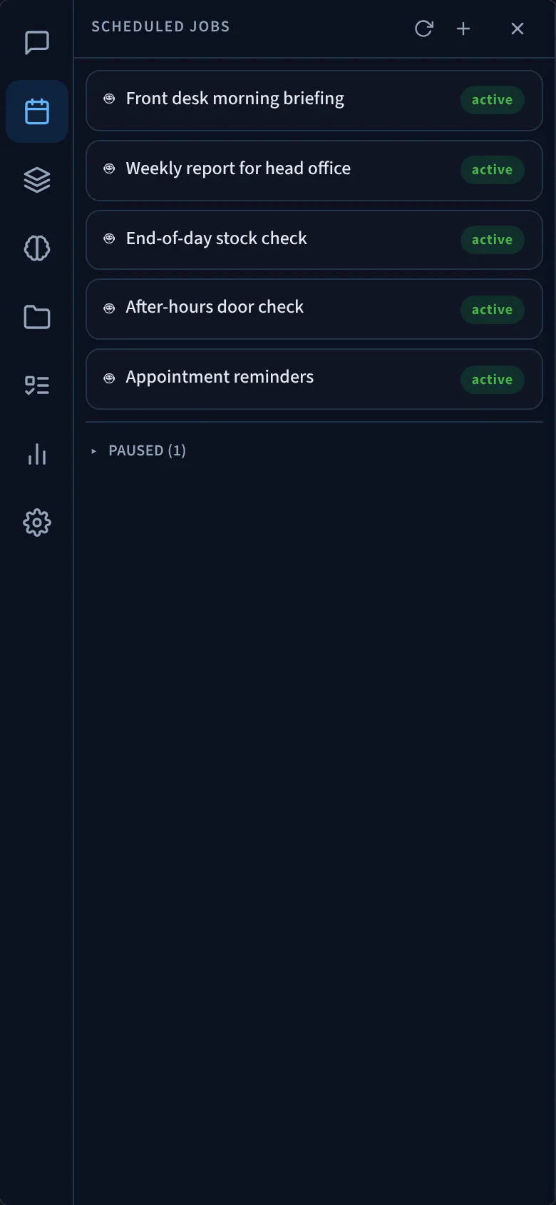 The AI Agent on a phone: the scheduled tasks list