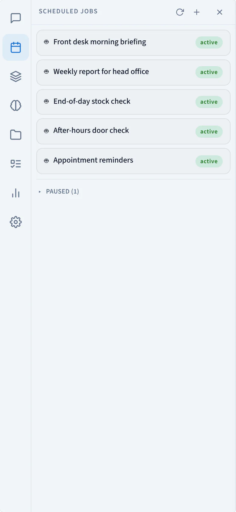 The AI Agent on a phone: the scheduled tasks list