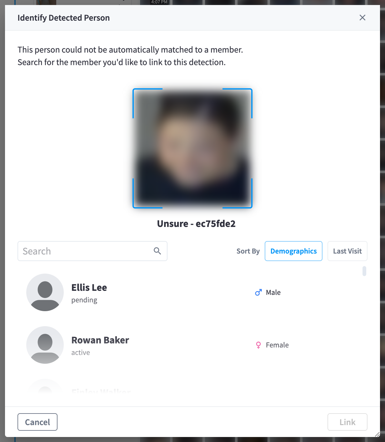 Identify dialog