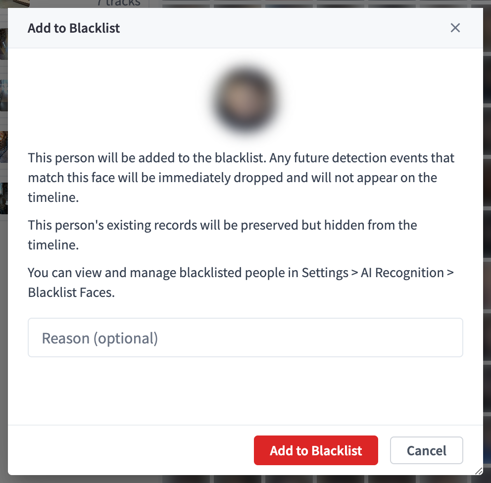 Add to Blacklist dialog
