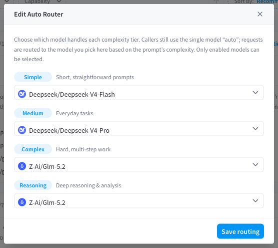 Edit Auto Router dialog