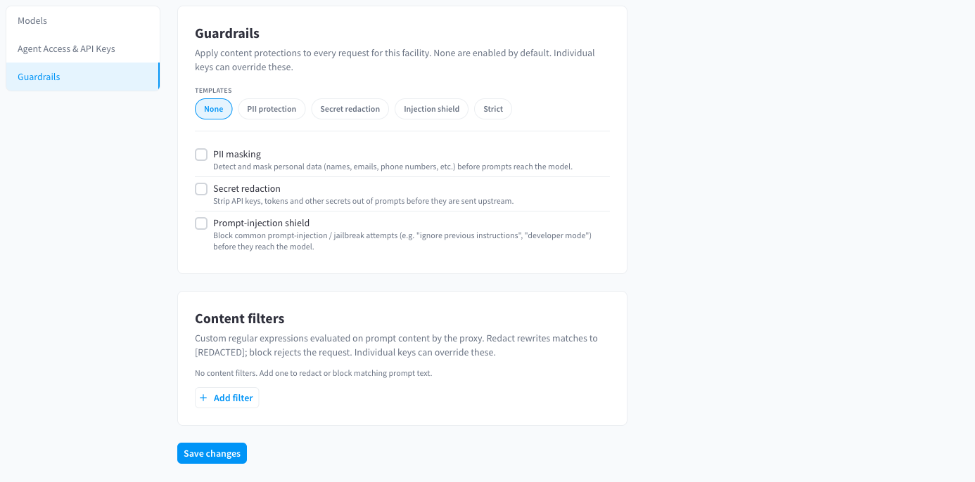 Guardrails settings