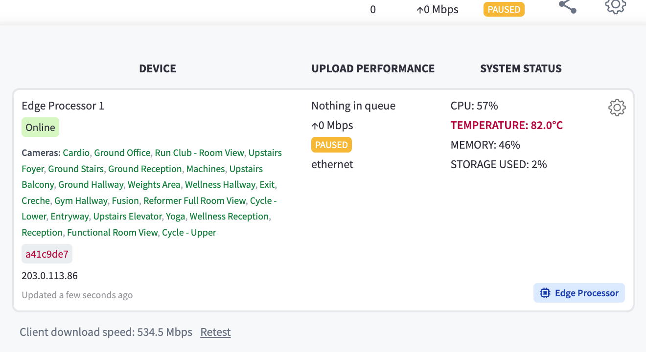 Device status popover