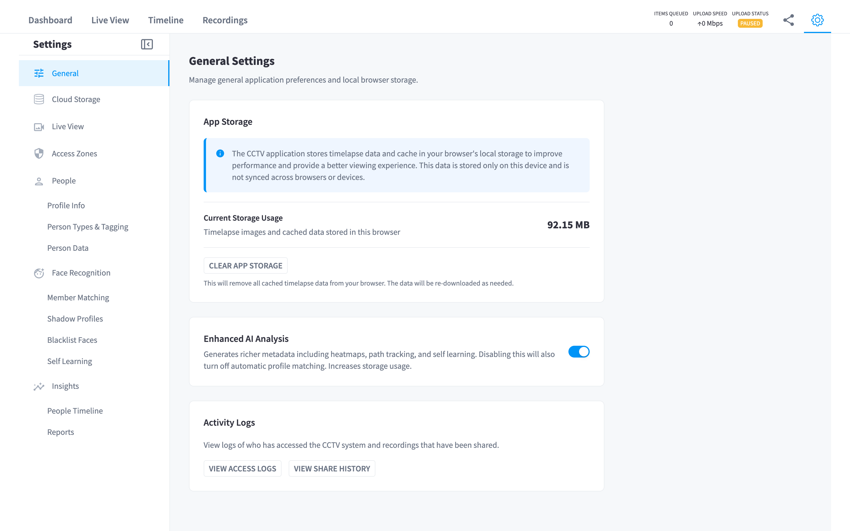 Settings — General