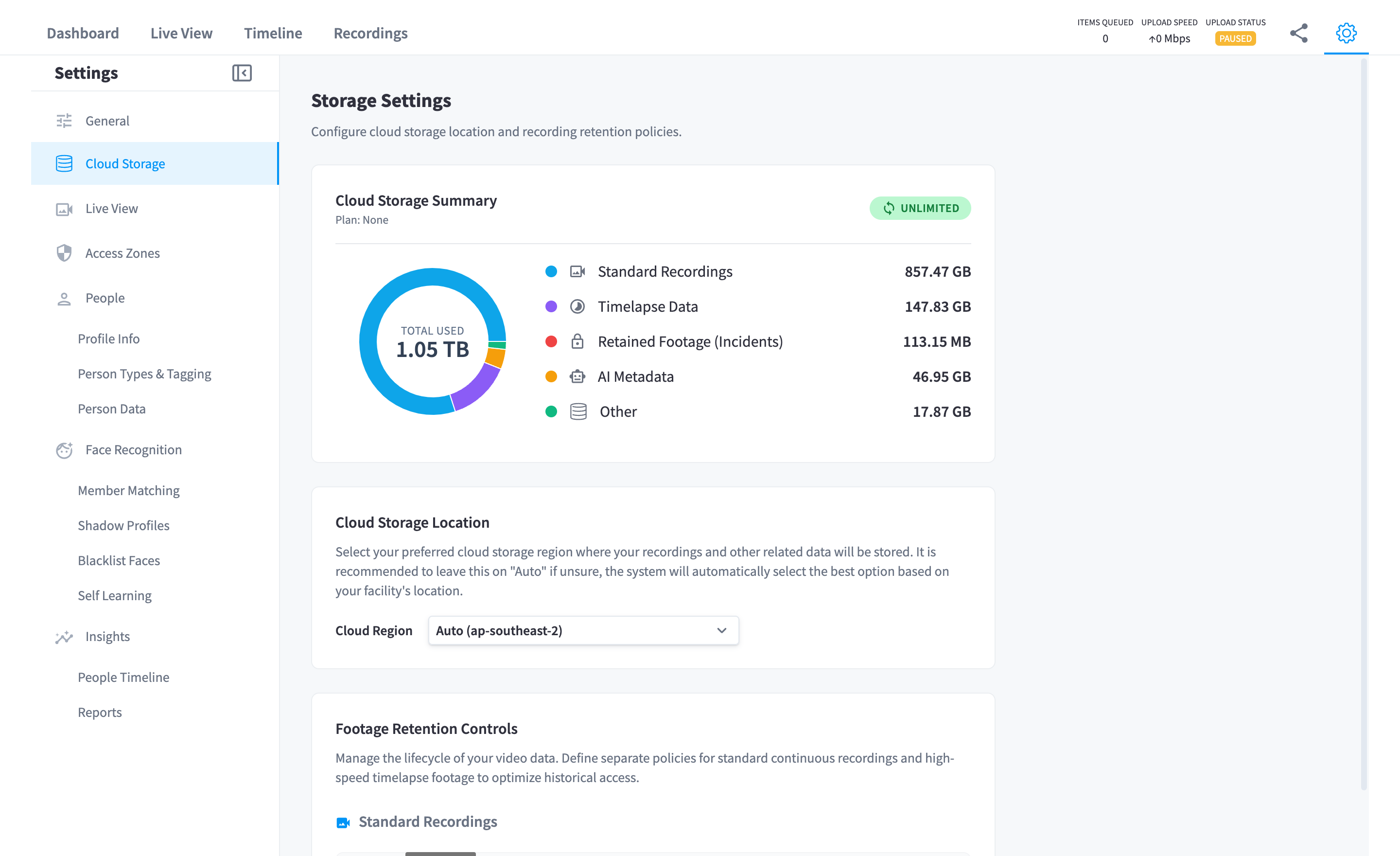 Storage Settings