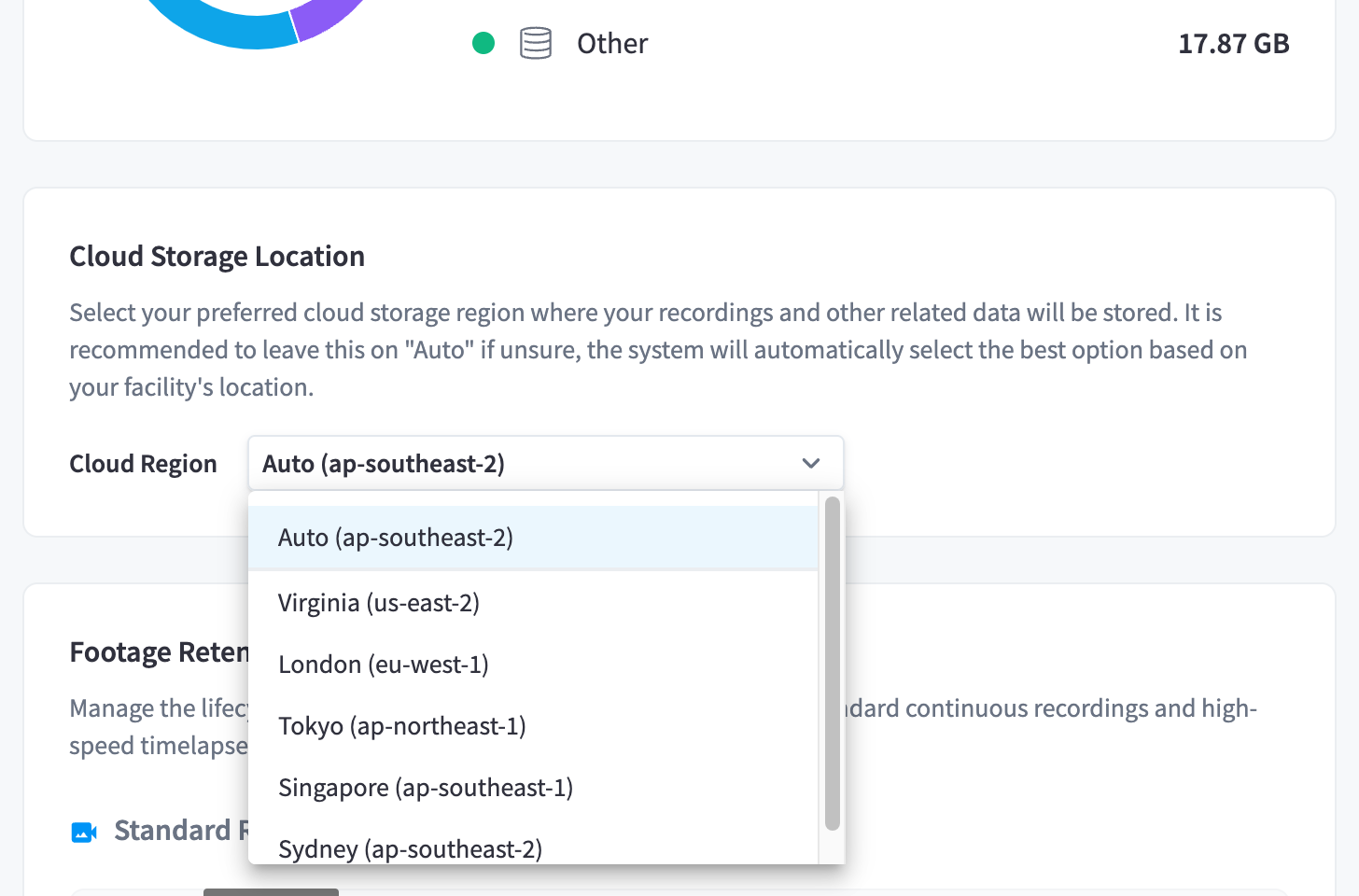 Storage region selection