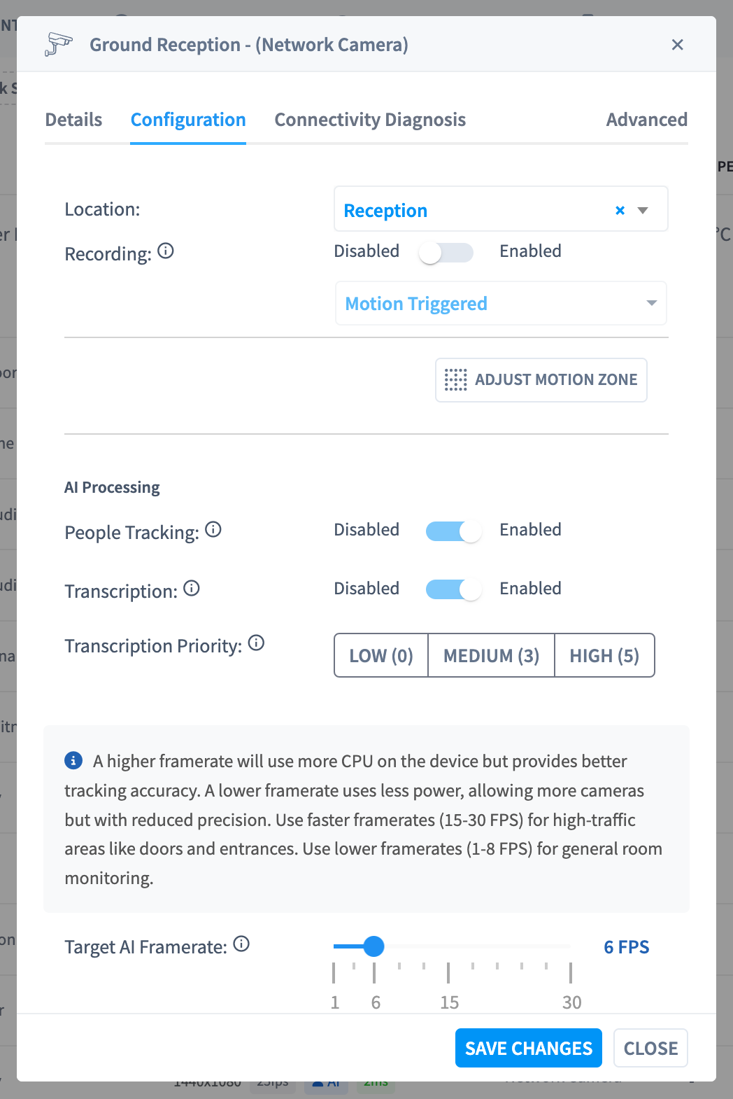 Camera configuration