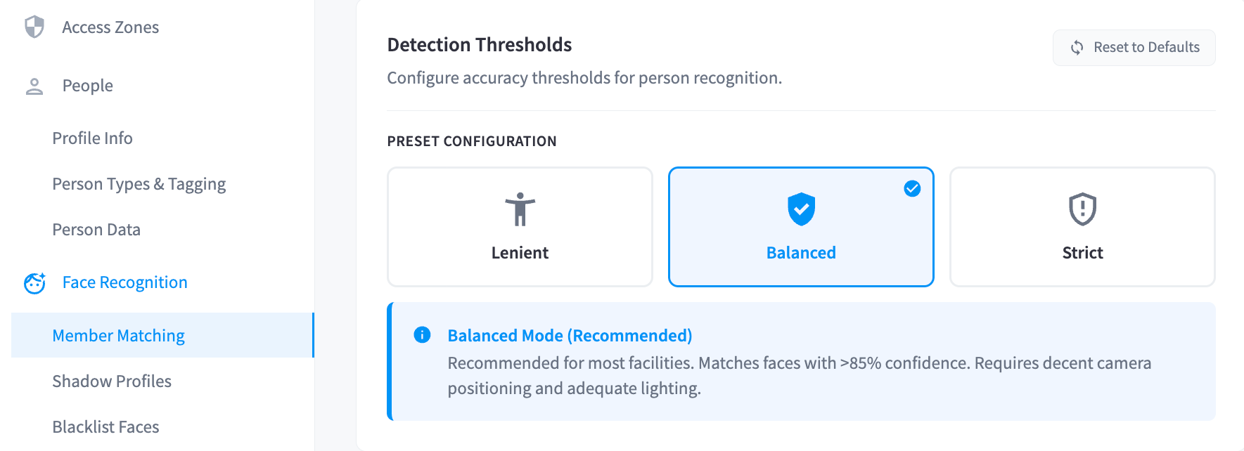 Member Matching Settings