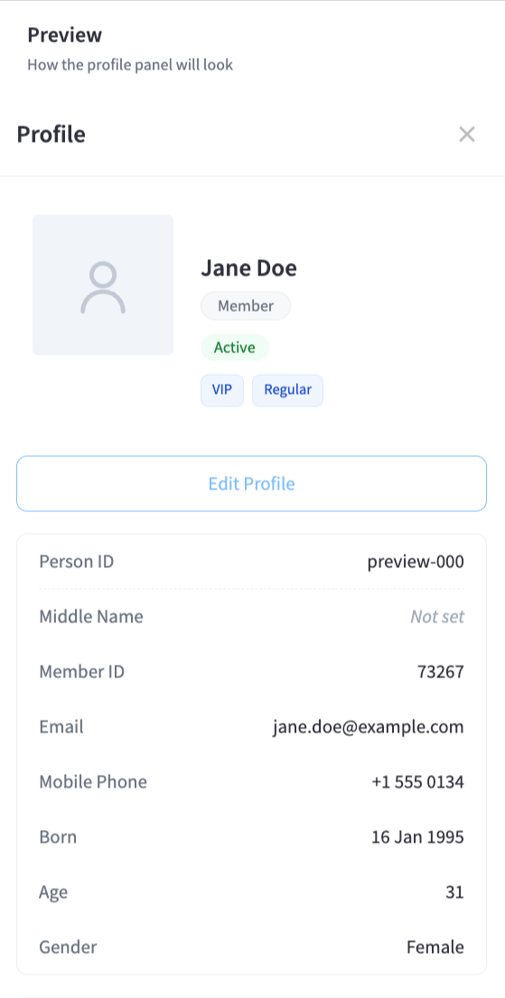 Profile Info Settings