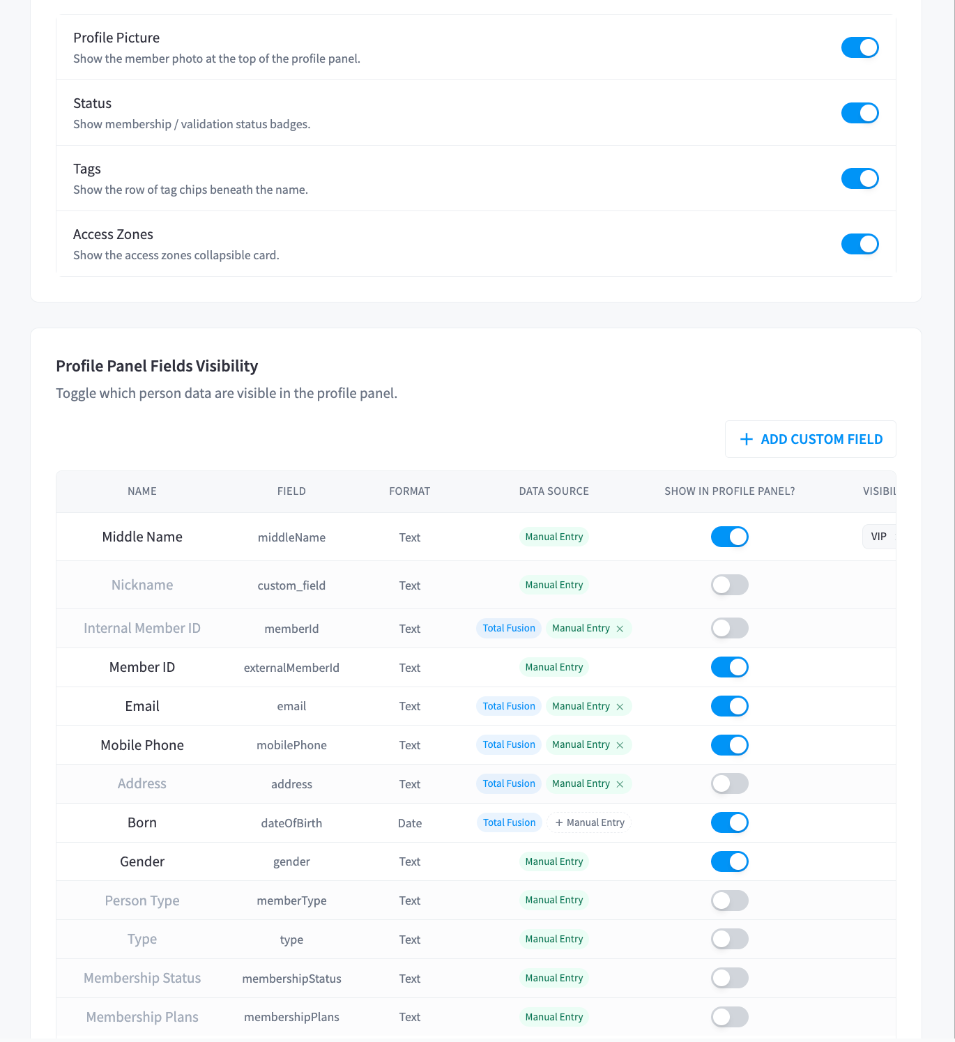 Profile Info Settings