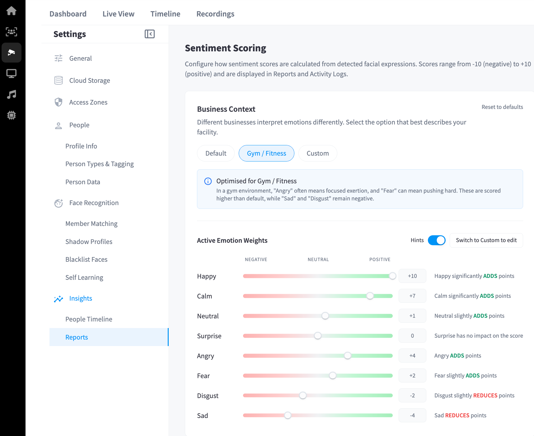 Reports Settings