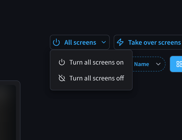 The All screens menu