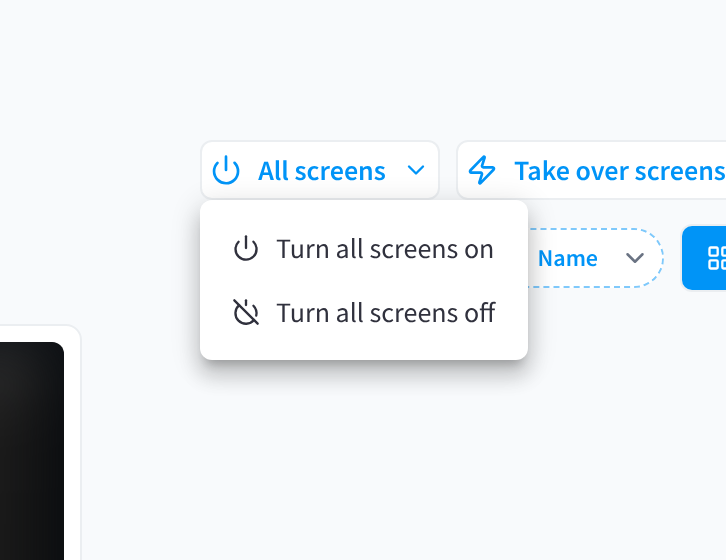 The All screens menu