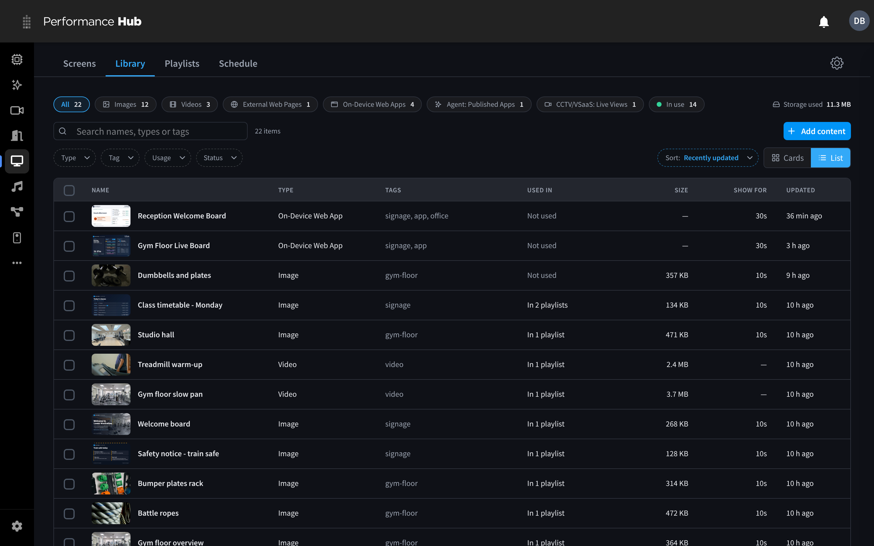 The Library in list view