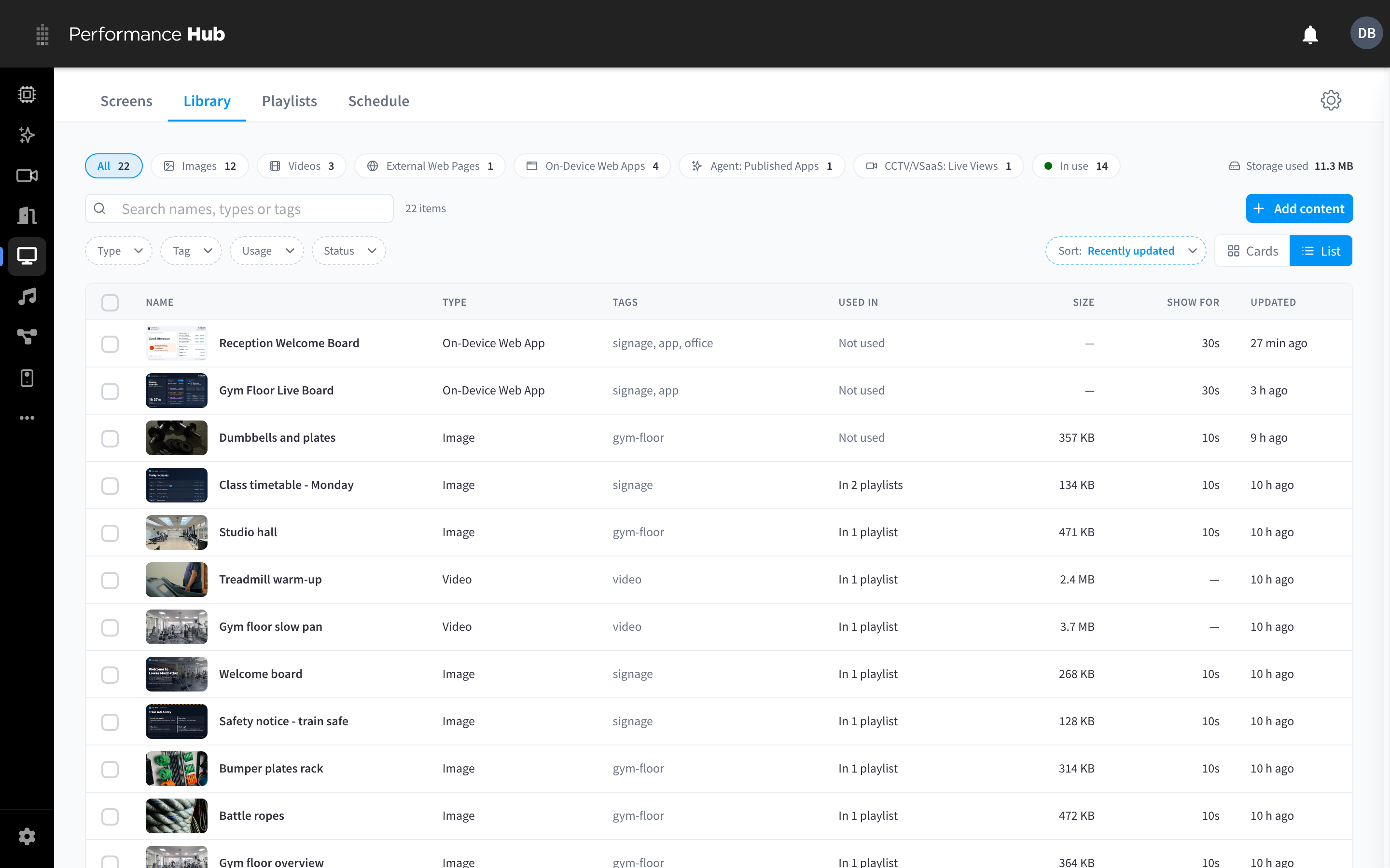 The Library in list view
