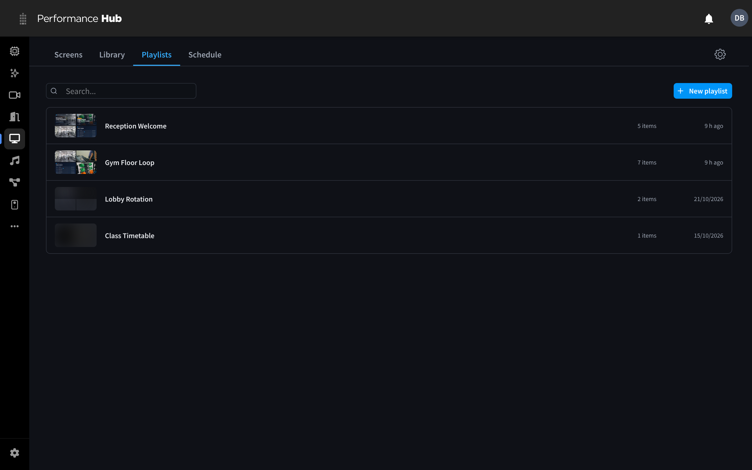 The Playlists tab