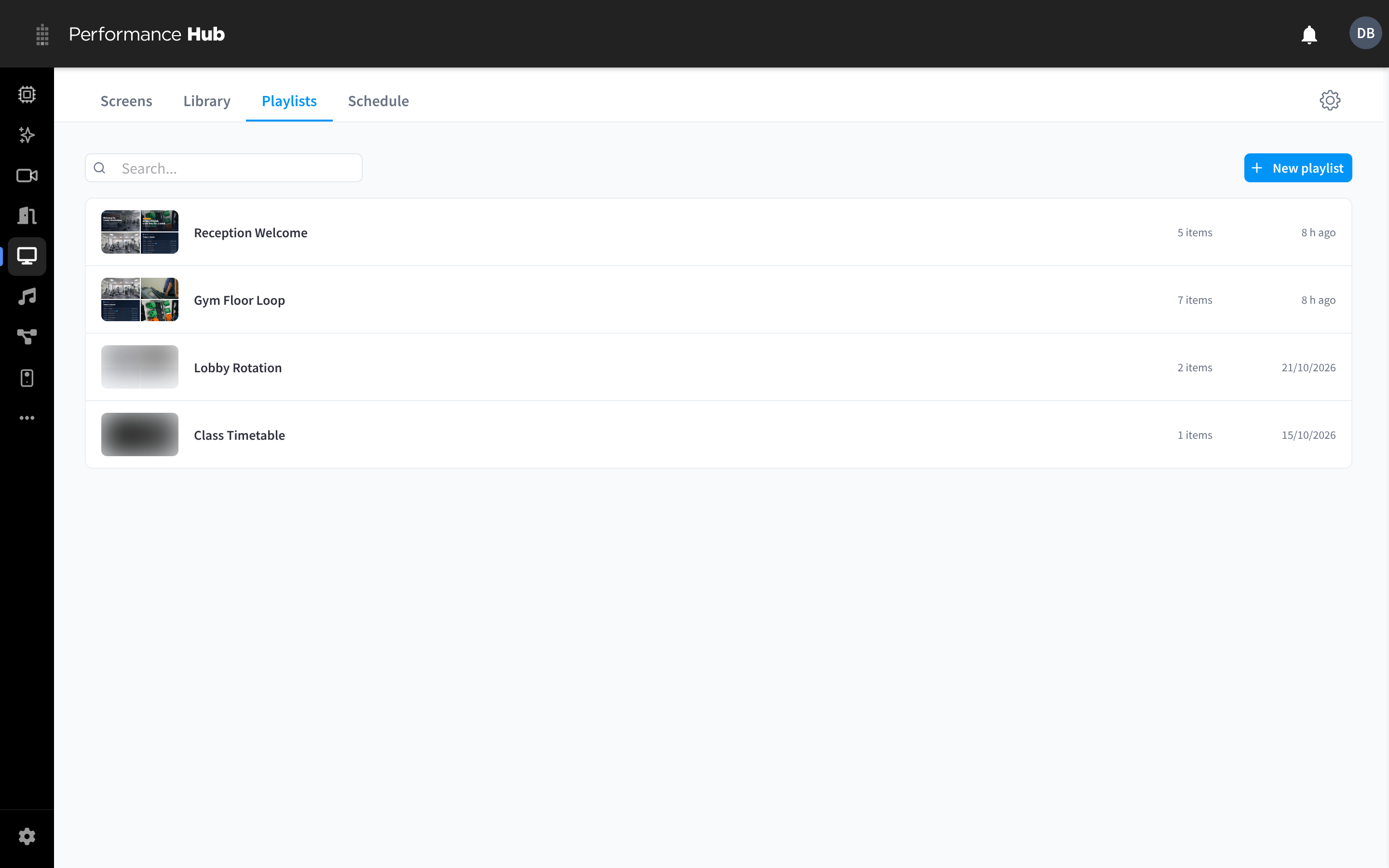 The Playlists tab