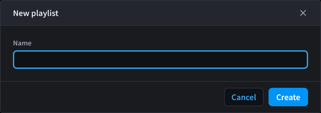 The New playlist dialog