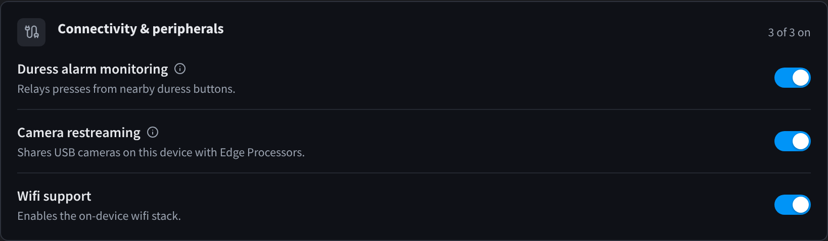 The Connectivity & peripherals section of the Settings tab
