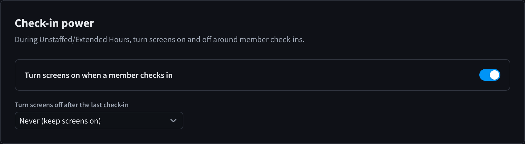 Check-in power settings