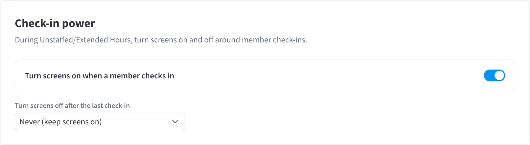 Check-in power settings