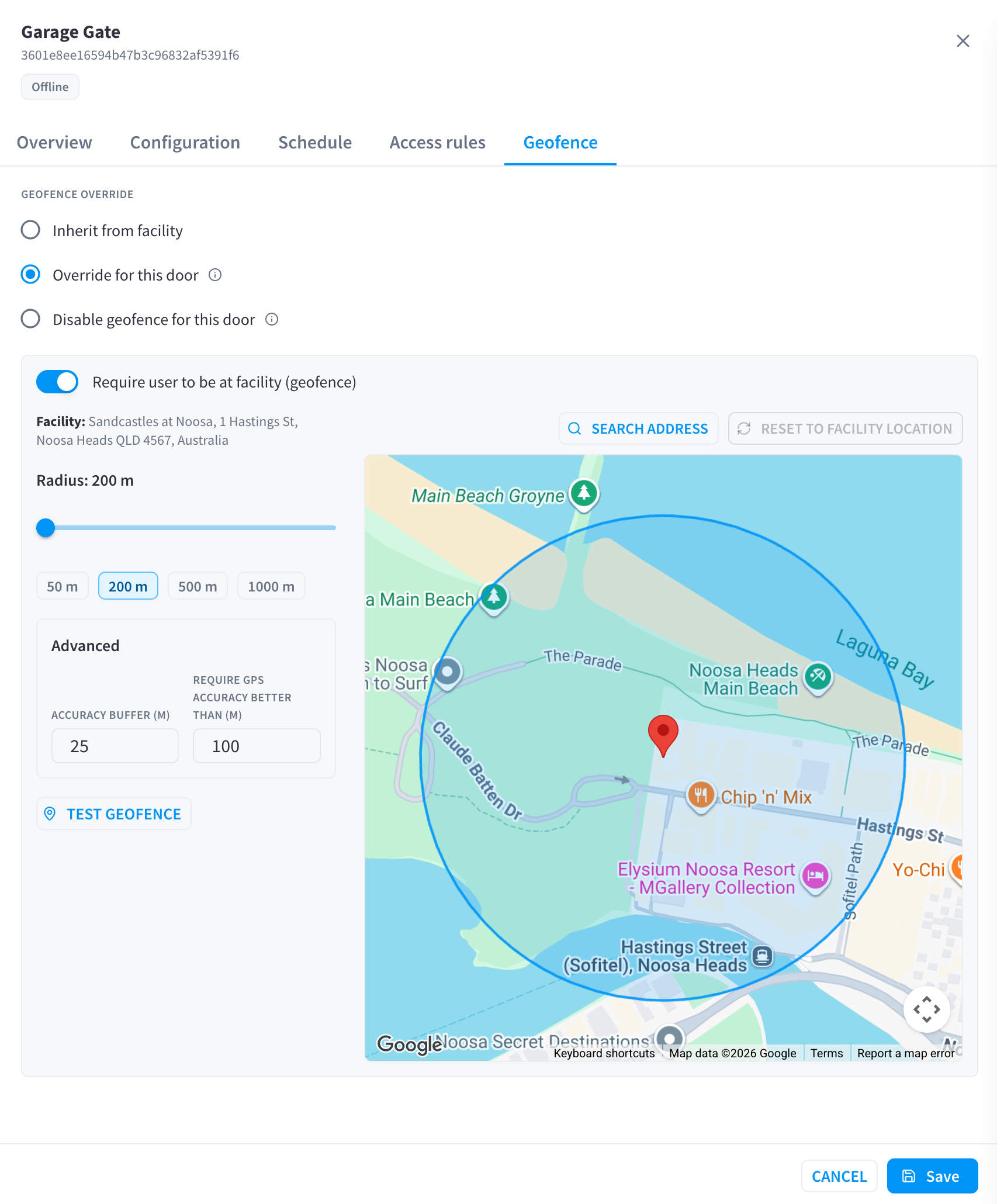 Door panel — Geofence