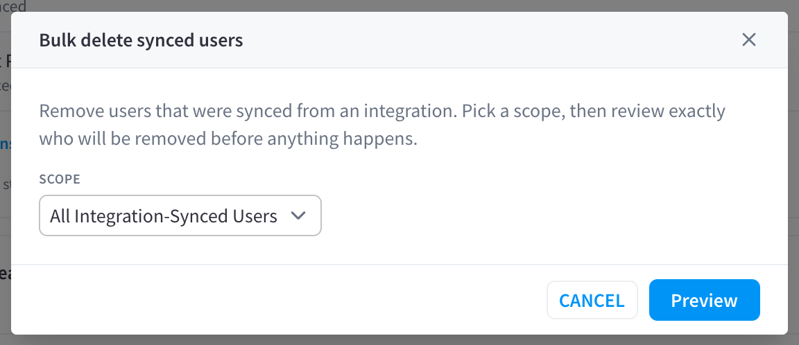 Bulk delete dialog