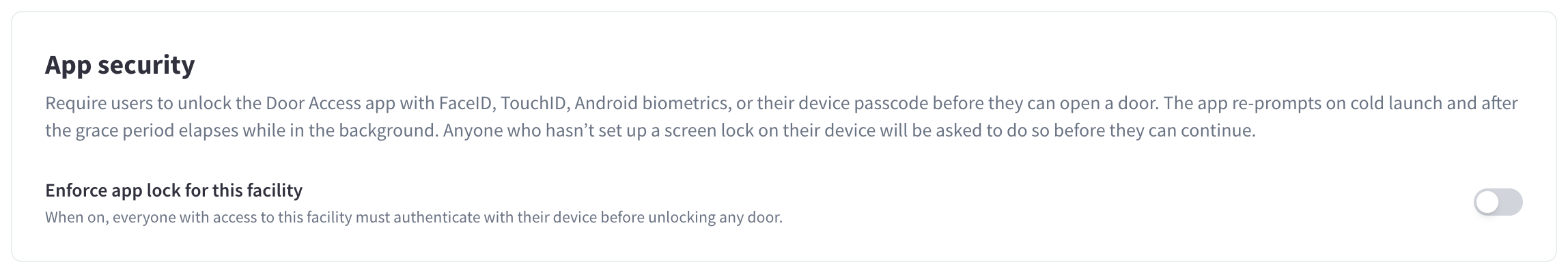 App security card