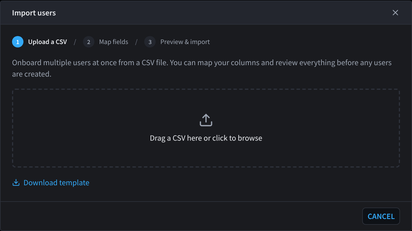 Import users dialog