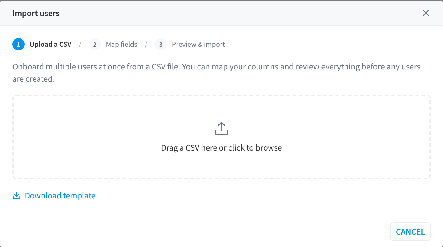 Import users dialog