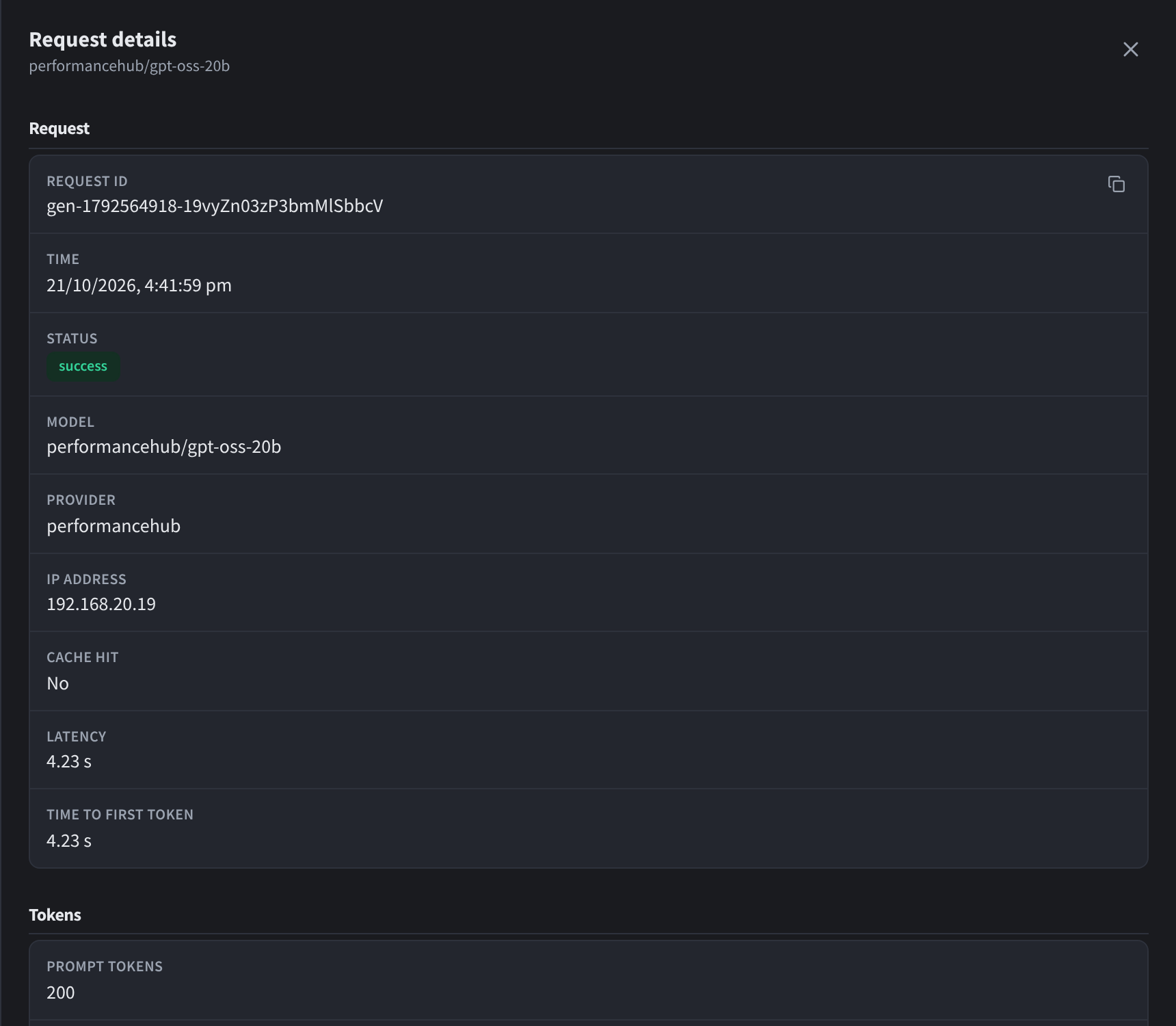 The Request details drawer