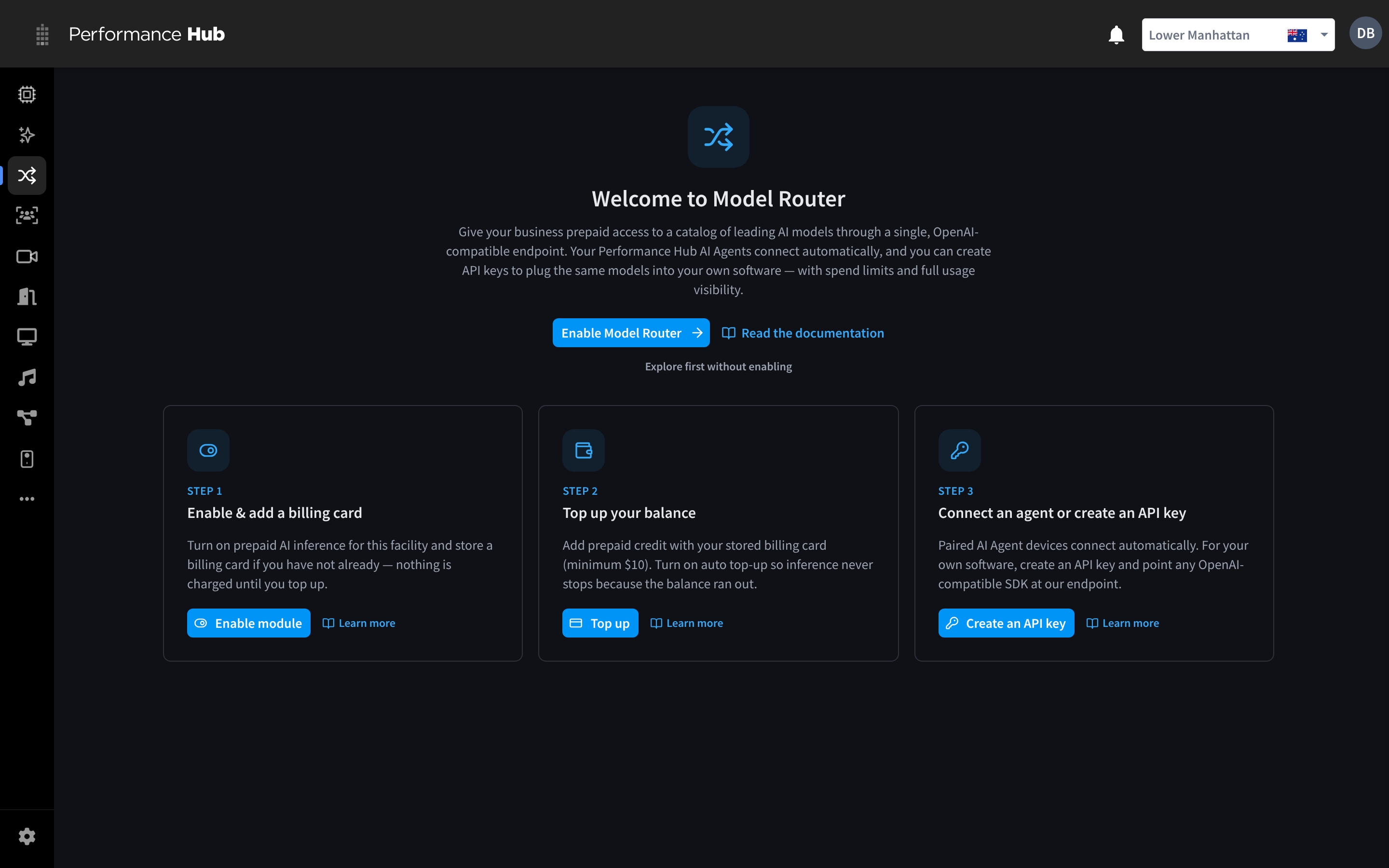 The Welcome to Model Router page