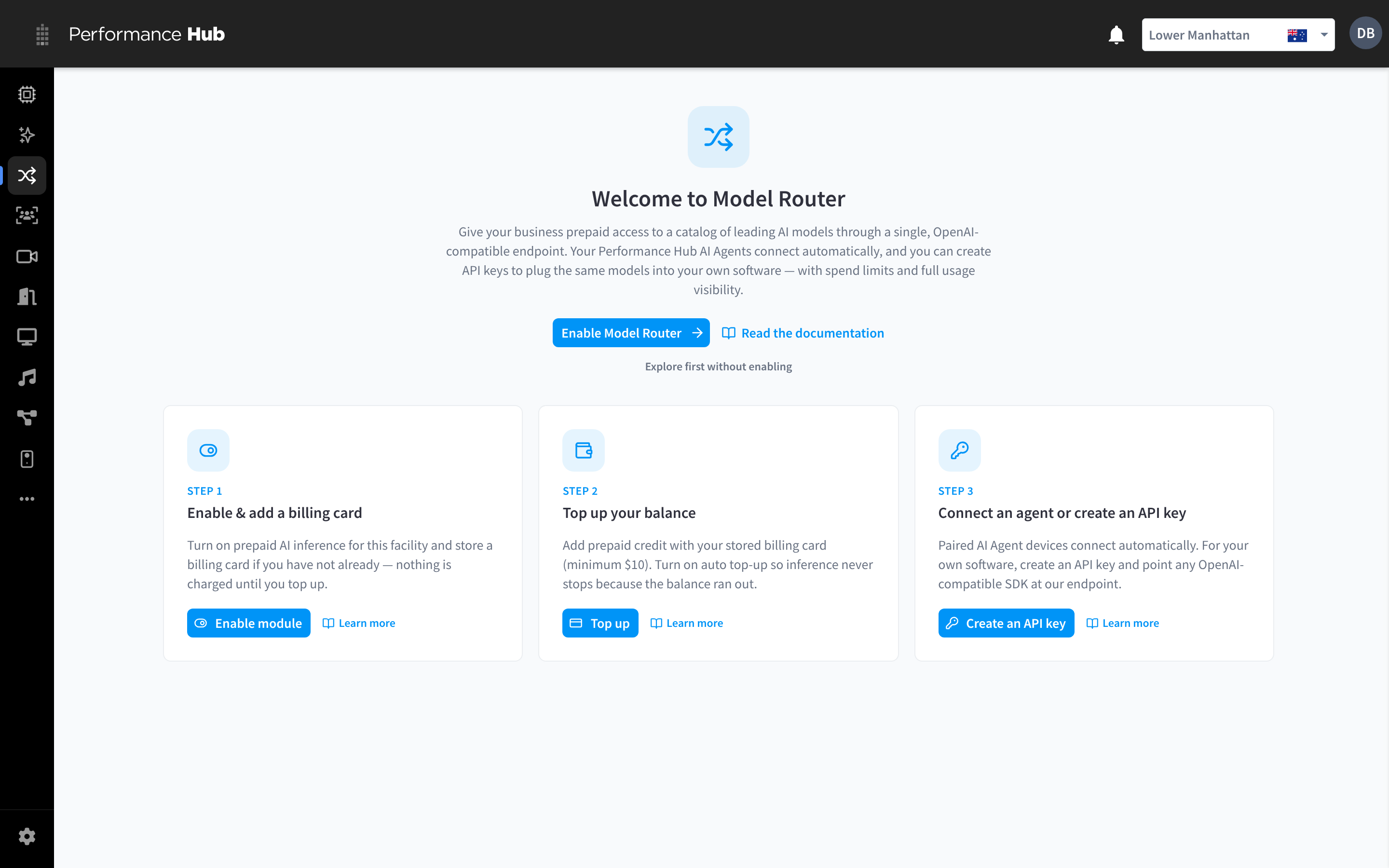 The Welcome to Model Router page